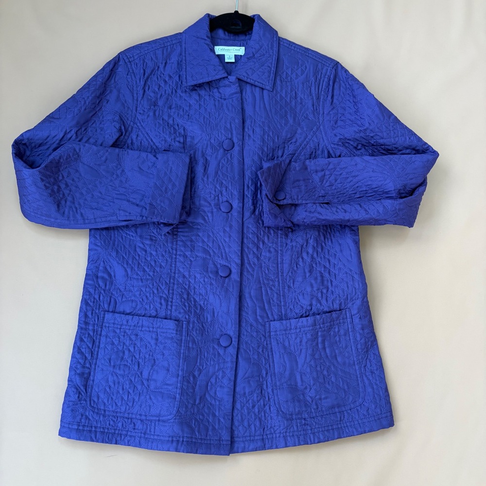 Coldwater Creek Womens Purple‎ 100% Silk Quilted Jacket Size Small Lightweight